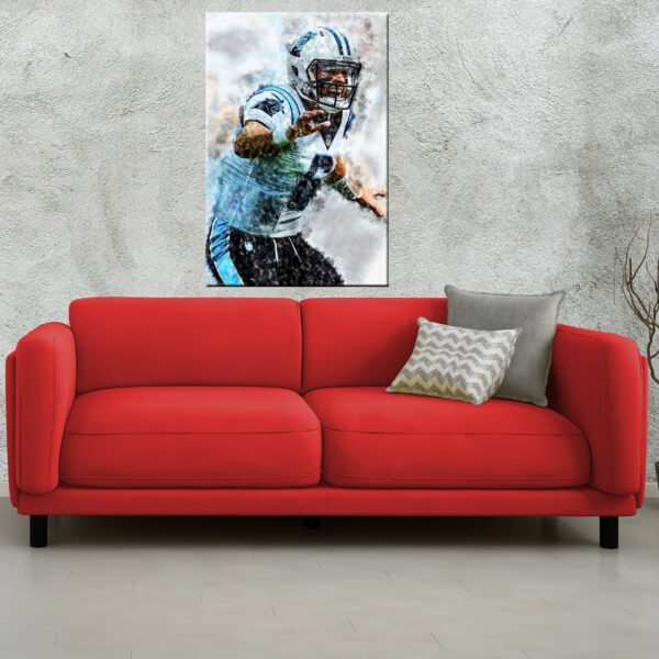 NEW Baker Mayfield watercolor, Carolina Panthers wall art, Carolina Panthers Football Canvas, Baker Mayfield Carolina wall art - Image 2
