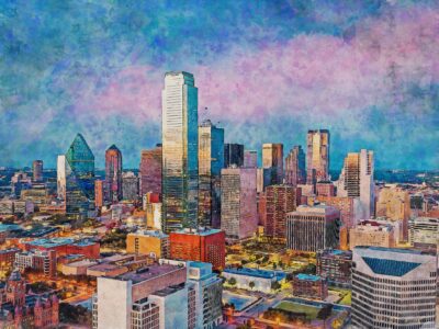 Dallas skyline watercolor, TX canvas watercolor, Dallas watercolor,Texas, City skyline,  Dallas Texas wall art, Canvas gifts, art