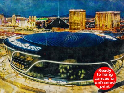 Canvas-Print of Allegiant Stadium, Watercolor Digital Sketch Print Canvas Print,  Football, Las Vegas Raiders, Las Vegas Nevada, Pro