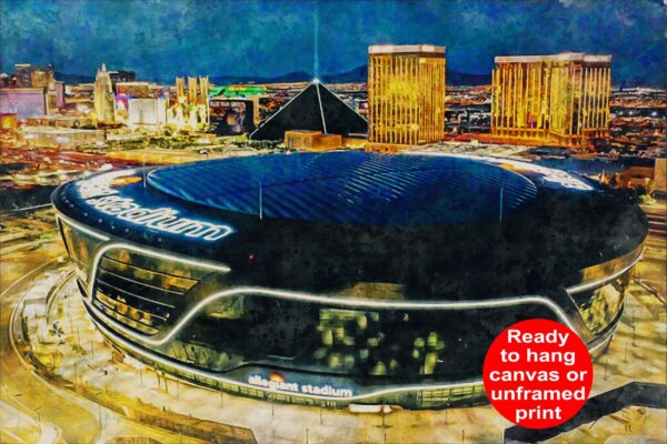 Canvas-Print of Allegiant Stadium, Watercolor Digital Sketch Print Canvas Print,  Football, Las Vegas Raiders, Las Vegas Nevada, Pro