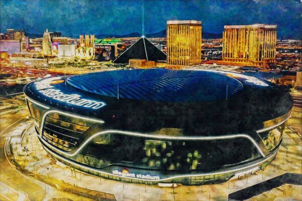 Canvas-Print of Allegiant Stadium, Watercolor Digital Sketch Print Canvas Print,  Football, Las Vegas Raiders, Las Vegas Nevada, Pro - Image 3