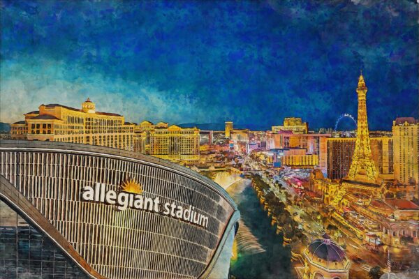 Canvas-Print of Allegiant Stadium, Watercolor Digital Sketch Print Canvas Print,  Football, Las Vegas Raiders, Las Vegas Nevada, Pro - Image 2