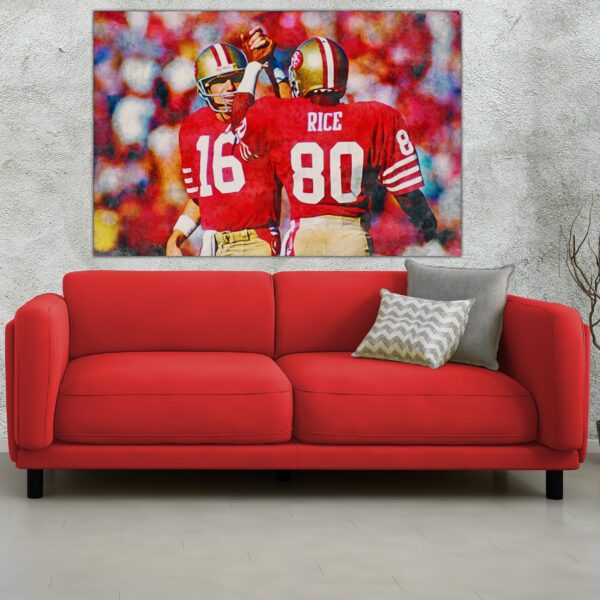 Joe Montana , Jerry Rice San Francisco 49ers wall art, Rice , Montana Canvas, Joe Montana GOAT San Francisco 49ers wall art, - Image 2