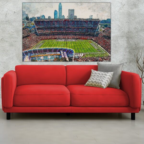 Canvas-Print of FirstEnergy Stadium, Watercolor Digital Sketch Print Canvas Print,  Football, Cleveland Browns, Cleveland Ohio, Pro - Image 2