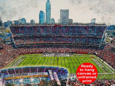 Canvas-Print of FirstEnergy Stadium, Watercolor Digital Sketch Print Canvas Print,  Football, Cleveland Browns, Cleveland Ohio, Pro