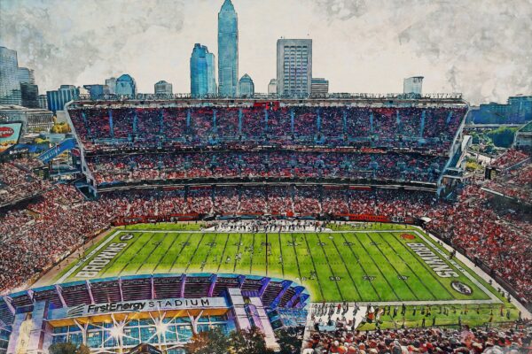 Canvas-Print of FirstEnergy Stadium, Watercolor Digital Sketch Print Canvas Print,  Football, Cleveland Browns, Cleveland Ohio, Pro - Image 3