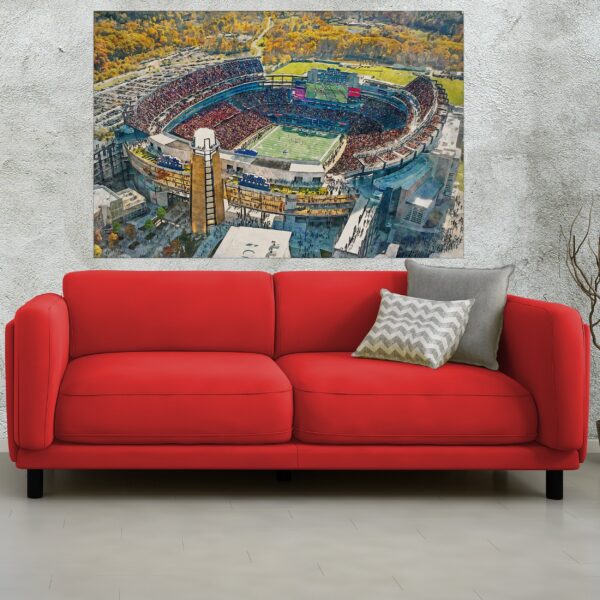 Canvas-Print of Gillette Stadium, Watercolor Digital Sketch Print Canvas Print,  Football, New England Patriots, Boston Massachusetts - Image 2