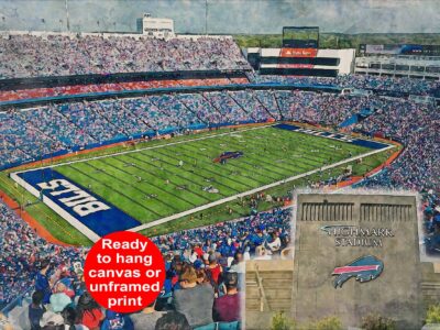 Canvas-Print of Highmark Stadium, Watercolor Digital Sketch Print Canvas Print,  Football, Buffalo Bills, Buffalo New York, Pro