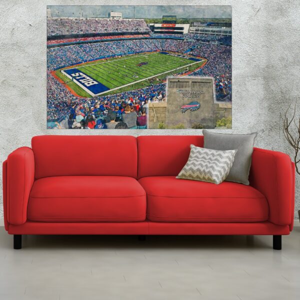 Canvas-Print of Highmark Stadium, Watercolor Digital Sketch Print Canvas Print,  Football, Buffalo Bills, Buffalo New York, Pro - Image 2