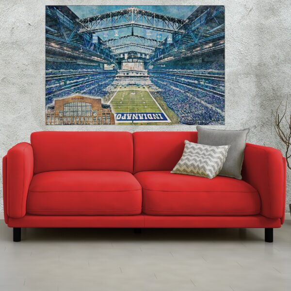 Canvas-Print of Lucas Oil Stadium,  Watercolor Digital Sketch Print Canvas Print, Indianapolis Indiana, Indianapolis Colts, Pro - Image 2