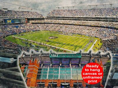 Canvas-Print of M&T Bank Stadium, Watercolor Digital Sketch Print Canvas Print, Baltimore Ravens, Baltimore Maryland, Pro