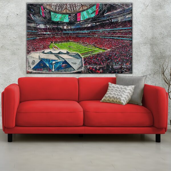 Canvas-Print of Mercedes-Benz Stadium, Watercolor Digital Sketch Print Canvas Print, Atlanta Falcons, Atlanta Georgia, Pro - Image 2