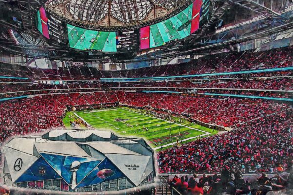 Canvas-Print of Mercedes-Benz Stadium, Watercolor Digital Sketch Print Canvas Print, Atlanta Falcons, Atlanta Georgia, Pro - Image 3