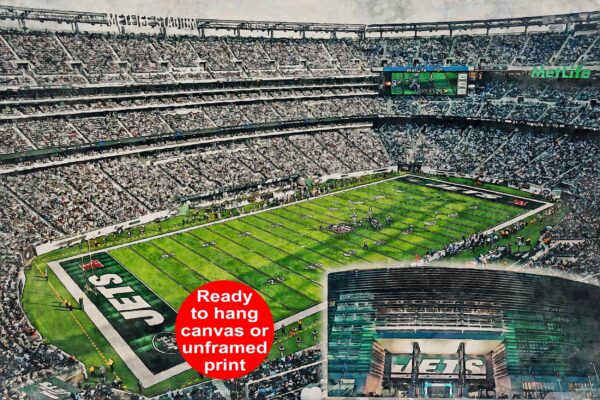 Canvas-Print of MetLife Stadium, Watercolor Digital Sketch Print Canvas Print, New York Jets, New York New York