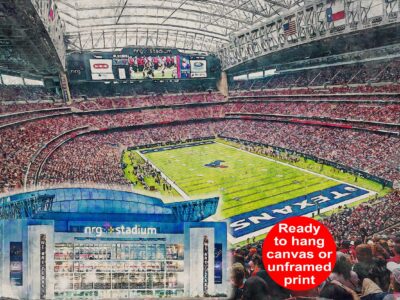 Canvas-Print of NRG Stadium, Watercolor Digital Sketch Print Canvas Print, Houston Texas, Houston Texans, Pro