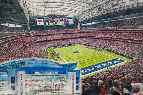 Canvas-Print of NRG Stadium, Watercolor Digital Sketch Print Canvas Print, Houston Texas, Houston Texans, Pro - Image 3