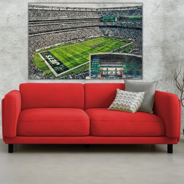 Canvas-Print of MetLife Stadium, Watercolor Digital Sketch Print Canvas Print, New York Jets, New York New York - Image 2