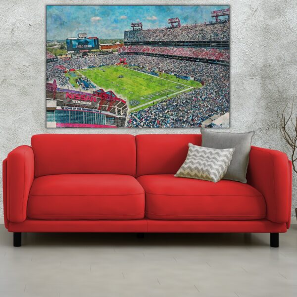 Canvas-Print of Nissan Stadium, Watercolor Digital Sketch Print Canvas Print, Nashville Tennessee, Tennessee Titans, Pro - Image 2