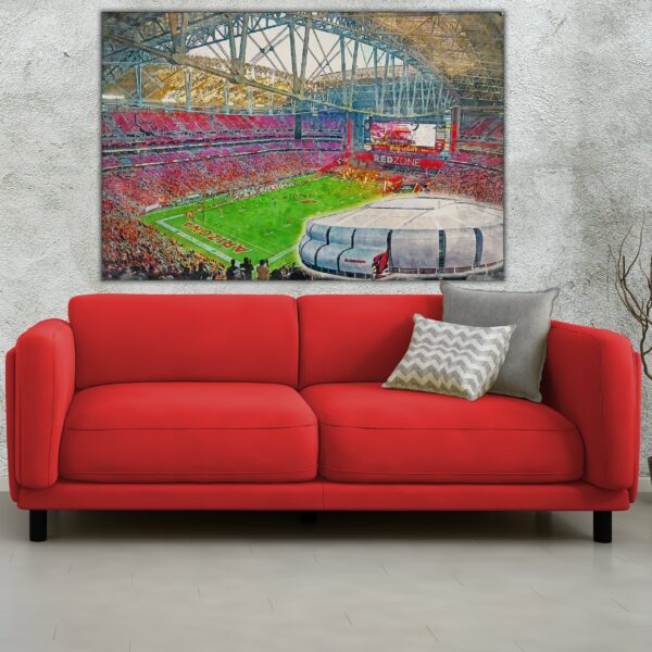 Canvas-Print of State Farm Stadium , Watercolor Digital Sketch Print Canvas Print, Glendale Arizona, Arizona Cardinals, Pro - Image 2