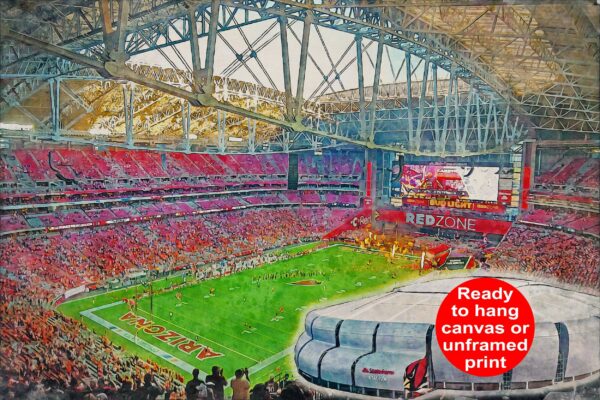 Canvas-Print of State Farm Stadium , Watercolor Digital Sketch Print Canvas Print, Glendale Arizona, Arizona Cardinals, Pro