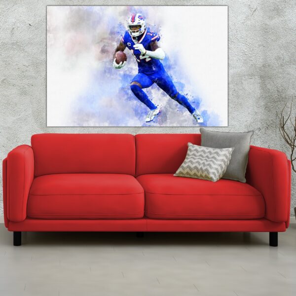 Stefon Diggs watercolor, Buffalo Bills wall art, Buffalo Bills Stefon Diggs Poster. Canvas, Stefon Diggs Buffalo Bills wall art - Image 2