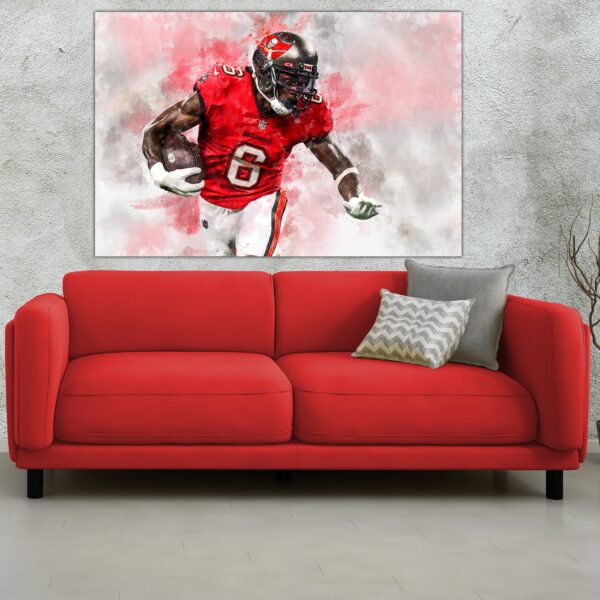 Julio Jones watercolor, Tampa Bay Buccaneers wall art, Tampa Buccaneers Julio Jones Poster. Canvas, Julio Jones Tampa Bay Bucs wall art - Image 2