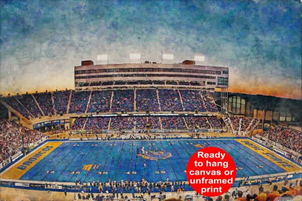 Boise State Broncos, Alberstons Stadium , Watercolor Digital Sketch Print Canvas Print, Broncos Football, Boise State University