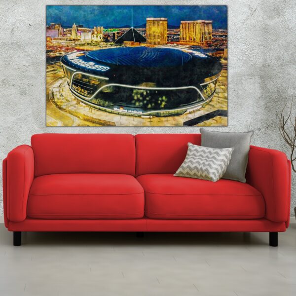 Canvas-Print of Allegiant Stadium, Watercolor Digital Sketch Print Canvas Print,  Football, Las Vegas Raiders, Las Vegas Nevada, Pro - Image 2