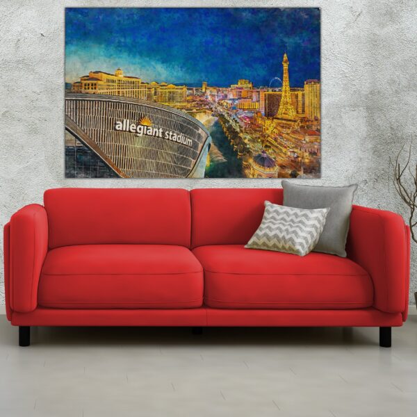 Canvas-Print of Allegiant Stadium, Watercolor Digital Sketch Print Canvas Print,  Football, Las Vegas Raiders, Las Vegas Nevada, Pro - Image 3