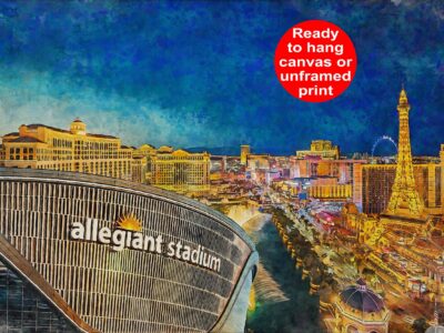 Canvas-Print of Allegiant Stadium, Watercolor Digital Sketch Print Canvas Print,  Football, Las Vegas Raiders, Las Vegas Nevada, Pro
