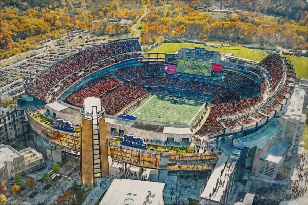 Canvas-Print of Gillette Stadium, Watercolor Digital Sketch Print Canvas Print,  Football, New England Patriots, Boston Massachusetts - Image 3