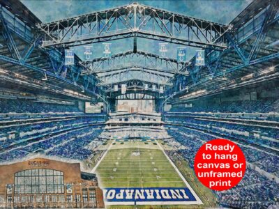 Canvas-Print of Lucas Oil Stadium,  Watercolor Digital Sketch Print Canvas Print, Indianapolis Indiana, Indianapolis Colts, Pro
