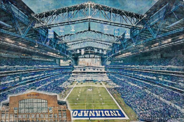 Canvas-Print of Lucas Oil Stadium,  Watercolor Digital Sketch Print Canvas Print, Indianapolis Indiana, Indianapolis Colts, Pro - Image 3