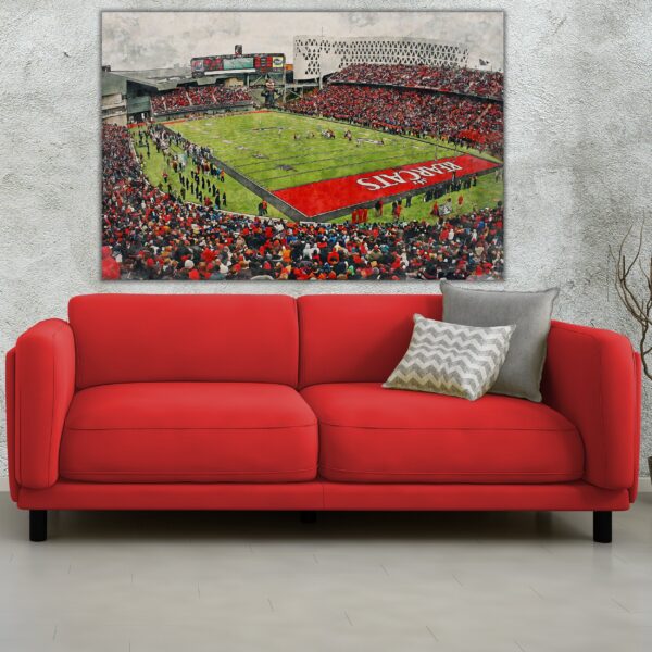 Canvas-Print of Cincinnati Bearcats, Nippert Stadium , Watercolor Digital Sketch Print Canvas Print, Bearcats Football, Cincinnati Ohio - Image 2