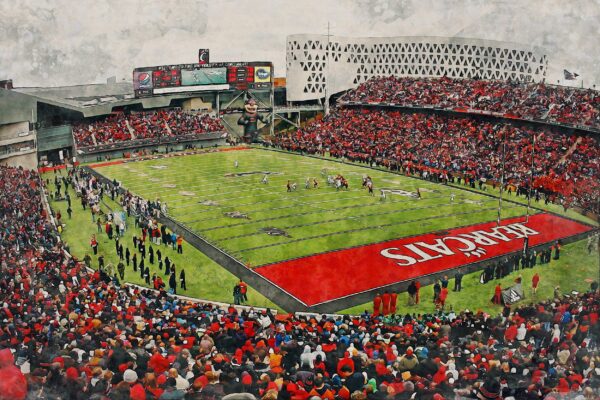 Canvas-Print of Cincinnati Bearcats, Nippert Stadium , Watercolor Digital Sketch Print Canvas Print, Bearcats Football, Cincinnati Ohio - Image 3