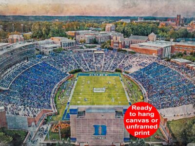Duke Blue Devils, Wallace Wade Stadium  , Watercolor Digital Sketch Print Canvas Print, Duke University, Durham North Carolina