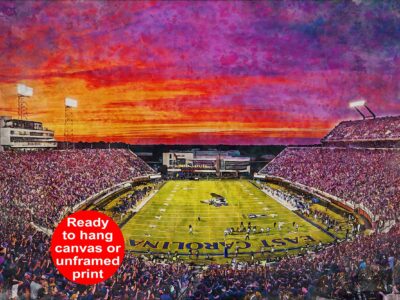 ECU Pirates, Dowdy-Ficklen Stadium , Watercolor Digital Sketch Print Canvas Print, East Carolina University, Greenville North Carolina