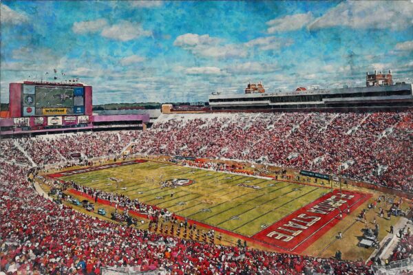 Florida State Seminoles, Doak S. Campbell  , Watercolor Digital Sketch Print Canvas Print, Florida State University , Tallahassee Florida - Image 3