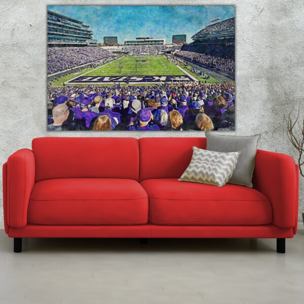 Kansas State Wildcats, Bill Snyder Family Stadium , Watercolor Digital Sketch Print Canvas Print, Kansas State University, Manhattan Kansas - Image 2