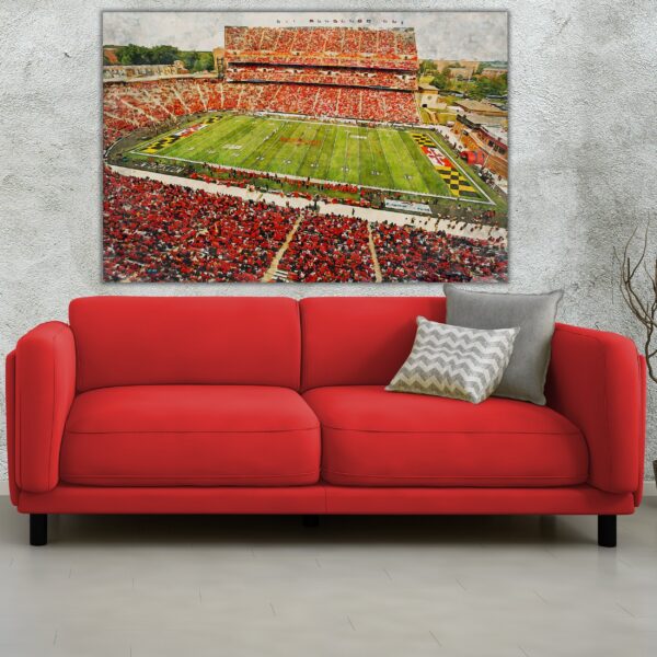Canvas-Print of Maryland Terrapins, Capital One Field , Watercolor Digital Sketch Print Canvas Print , University of Maryland - Image 2