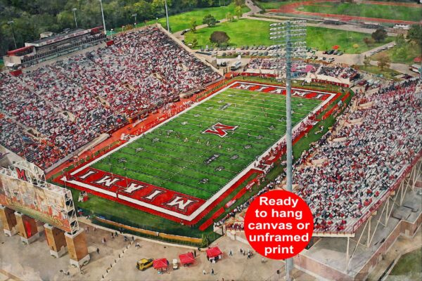 Canvas-Print of Miami Redhawks, Yager Stadium , Watercolor Digital Sketch Print Canvas Print , Miami University