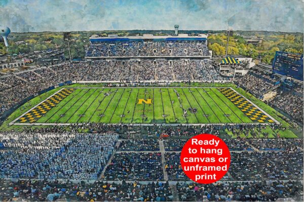 Navy Midshipmen , Navy-Marine Corps Memorial Stadium , Watercolor Digital Sketch Print Canvas Print , United States Naval Academy