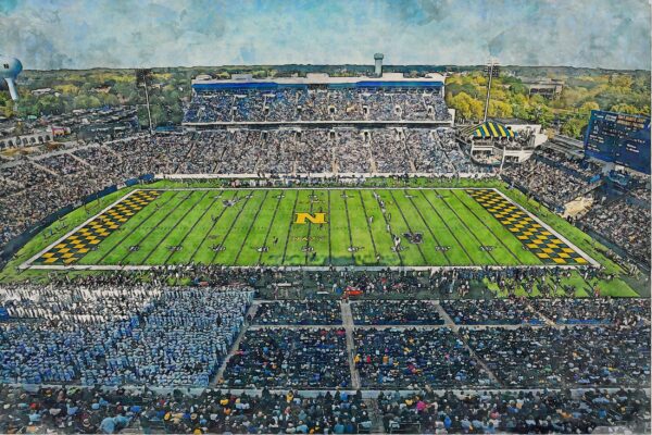 Navy Midshipmen , Navy-Marine Corps Memorial Stadium , Watercolor Digital Sketch Print Canvas Print , United States Naval Academy - Image 3