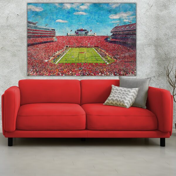 Nebraska Cornhuskers, Memorial Stadium , Watercolor Digital Sketch Print Canvas Print , University of Nebraska, Lincoln Nebraska - Image 2