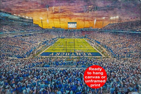 Canvas-Print of Kentucky Wildcats, Kroger Field , Watercolor Digital Sketch Print Canvas Print , University of Kentucky
