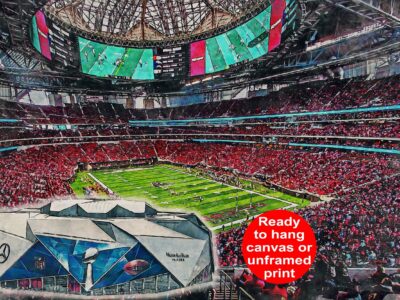 Canvas-Print of Mercedes-Benz Stadium, Watercolor Digital Sketch Print Canvas Print, Atlanta Falcons, Atlanta Georgia, Pro