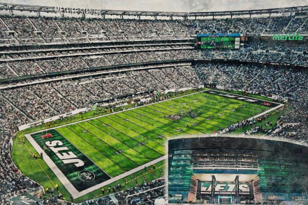 Canvas-Print of MetLife Stadium, Watercolor Digital Sketch Print Canvas Print, New York Jets, New York New York - Image 3