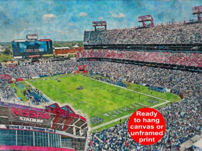 Canvas-Print of Nissan Stadium, Watercolor Digital Sketch Print Canvas Print, Nashville Tennessee, Tennessee Titans, Pro