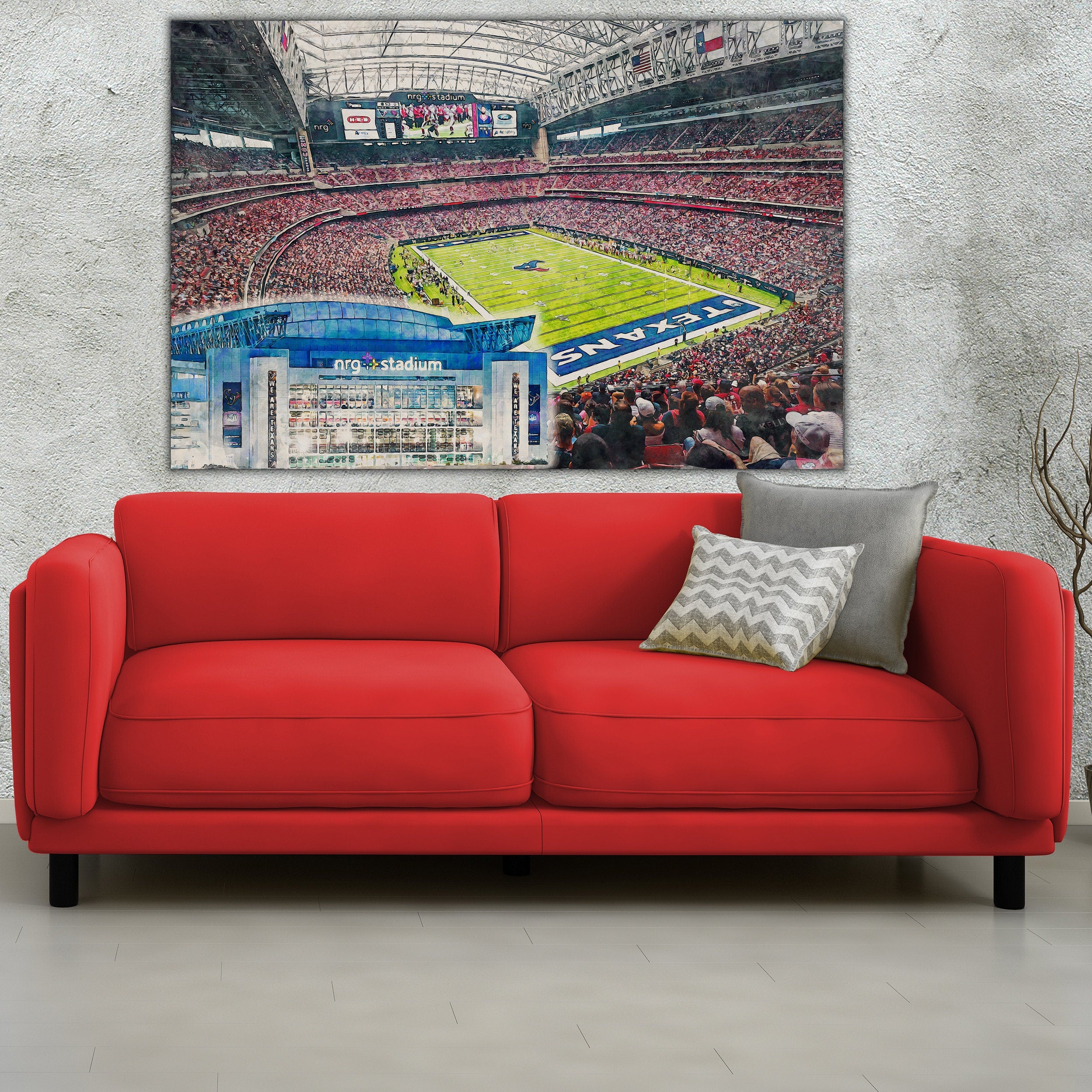 Canvas-Print of NRG Stadium, Watercolor Digital Sketch Print Canvas Print, Houston Texas, Houston Texans, Pro - Image 2
