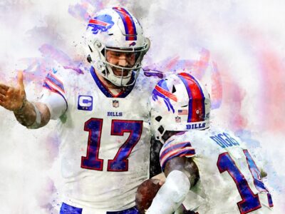 Stefon Diggs, Josh Allen watercolor, Buffalo Bills wall art, Buffalo Bills Stefon Diggs, Josh Allen Poster. Canvas, Stefon Diggs
